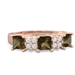 White Topaz Three Stone Diamond Cluster 14K Rose Gold ring R2592