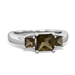 Lab Ruby Three Stone Trellis 14K White Gold ring R4015