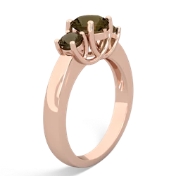 Smoky Quartz Three Stone Round Trellis 14K Rose Gold ring R4018