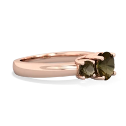 Garnet Three Stone Round Trellis 14K Rose Gold ring R4018