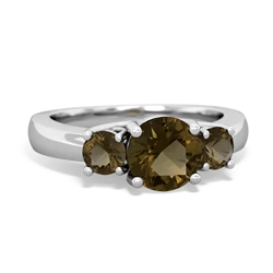 Citrine Three Stone Round Trellis 14K White Gold ring R4018