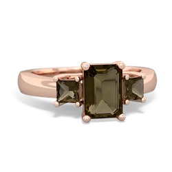 Pink Tourmaline Three Stone Emerald-Cut Trellis 14K Rose Gold ring R4021