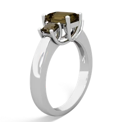 Peridot Three Stone Emerald-Cut Trellis 14K White Gold ring R4021