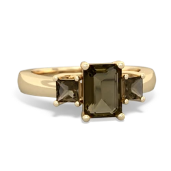 Sapphire Three Stone Emerald-Cut Trellis 14K Yellow Gold ring R4021