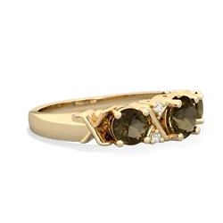 Smoky Quartz Hugs And Kisses 14K Yellow Gold ring R5016