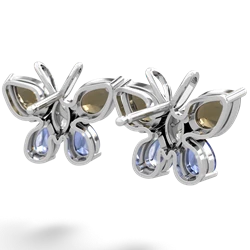 Smoky Quartz Butterfly 14K White Gold earrings E2215