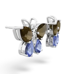 Smoky Quartz Butterfly 14K White Gold earrings E2215