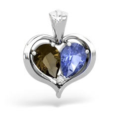 Smoky Quartz Two Become One 14K White Gold pendant P5330