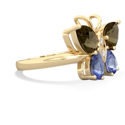 Smoky Quartz Butterfly 14K Yellow Gold ring R2215