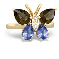 Smoky Quartz Butterfly 14K Yellow Gold ring R2215