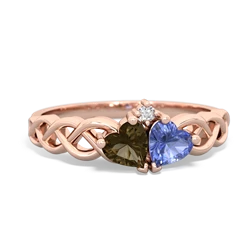 Smoky Quartz Heart To Heart Braid 14K Rose Gold ring R5870