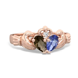 Smoky Quartz 'Our Heart' Claddagh 14K Rose Gold ring R2388