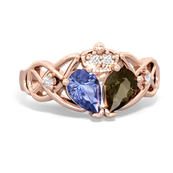 Smoky Quartz 'One Heart' Celtic Knot Claddagh 14K Rose Gold ring R5322