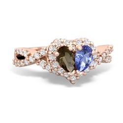 Smoky Quartz Diamond Twist 'One Heart' 14K Rose Gold ring R2640HRT