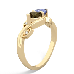 Smoky Quartz Floral Elegance 14K Yellow Gold ring R5790