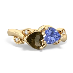 Smoky Quartz Floral Elegance 14K Yellow Gold ring R5790