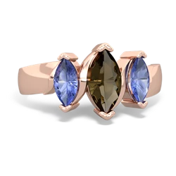 Smoky Quartz Three Peeks 14K Rose Gold ring R2433