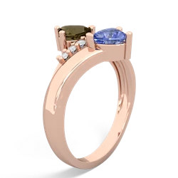 Smoky Quartz Heart To Heart 14K Rose Gold ring R2064