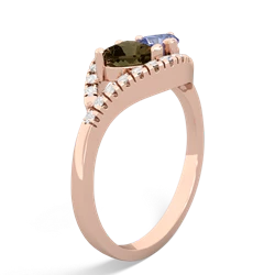 Smoky Quartz Mother And Child 14K Rose Gold ring R3010