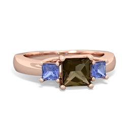 Smoky Quartz Three Stone Trellis 14K Rose Gold ring R4015