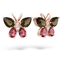 Smoky Quartz Butterfly 14K Rose Gold earrings E2215