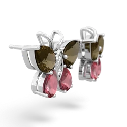 Smoky Quartz Butterfly 14K White Gold earrings E2215