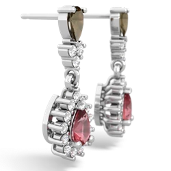 Smoky Quartz Halo Pear Dangle 14K White Gold earrings E1882