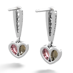 Smoky Quartz Filligree Heart 14K White Gold earrings E5070