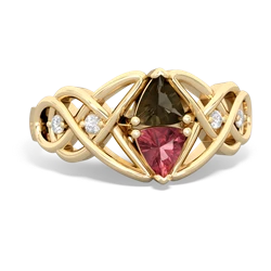 Smoky Quartz Keepsake Celtic Knot 14K Yellow Gold ring R5300