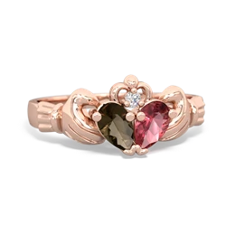 Smoky Quartz 'Our Heart' Claddagh 14K Rose Gold ring R2388