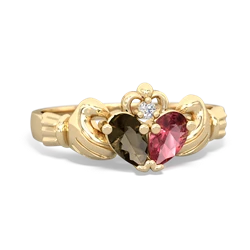 Smoky Quartz 'Our Heart' Claddagh 14K Yellow Gold ring R2388