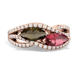 Smoky Quartz Diamond Rivers 14K Rose Gold ring R3070