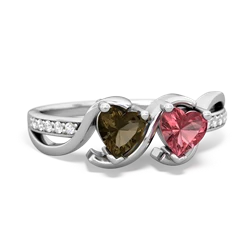 Smoky Quartz Side By Side 14K White Gold ring R3090