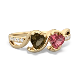 Smoky Quartz Side By Side 14K Yellow Gold ring R3090