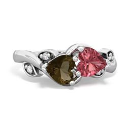 Smoky Quartz Floral Elegance 14K White Gold ring R5790