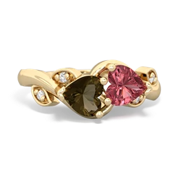 Smoky Quartz Floral Elegance 14K Yellow Gold ring R5790