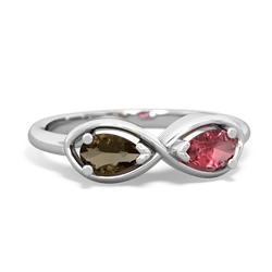 Smoky Quartz Infinity 14K White Gold ring R5050