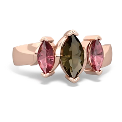 Smoky Quartz Three Peeks 14K Rose Gold ring R2433