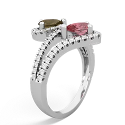 Smoky Quartz Diamond Dazzler 14K White Gold ring R3000