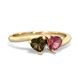 Smoky Quartz Sweethearts 14K Yellow Gold ring R5260