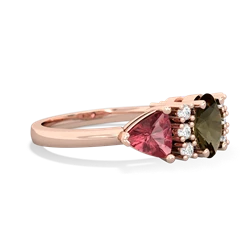 Smoky Quartz Antique Style Three Stone 14K Rose Gold ring R2186