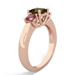 Smoky Quartz Three Stone Trellis 14K Rose Gold ring R4015