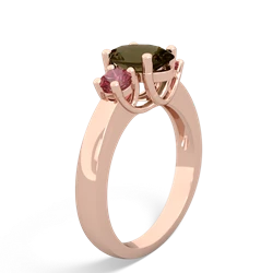 Smoky Quartz Three Stone Oval Trellis 14K Rose Gold ring R4024