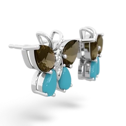 Smoky Quartz Butterfly 14K White Gold earrings E2215