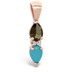 Smoky Quartz Bowtie Drop 14K Rose Gold pendant P0865