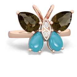 Smoky Quartz Butterfly 14K Rose Gold ring R2215