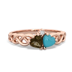 Smoky Quartz Heart To Heart Braid 14K Rose Gold ring R5870