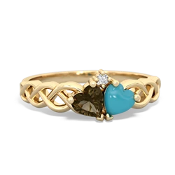 Smoky Quartz Heart To Heart Braid 14K Yellow Gold ring R5870