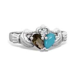 Smoky Quartz 'Our Heart' Claddagh 14K White Gold ring R2388