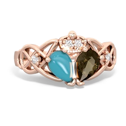 Smoky Quartz 'One Heart' Celtic Knot Claddagh 14K Rose Gold ring R5322